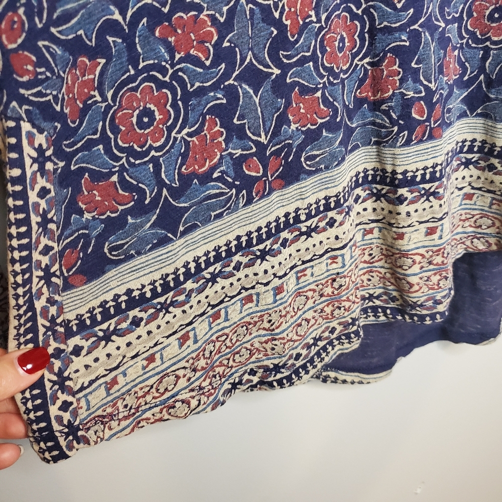 Lucky Brand Floral Woodblock Print Peasant Blouse - Picture 9 of 16